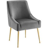 Modway EEI-3509-GRY Discern Pleated Back Upholstered Performance Velvet Dining Chair