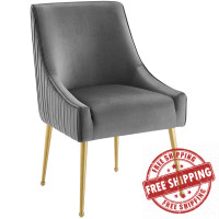 Modway EEI-3509-GRY Discern Pleated Back Upholstered Performance Velvet Dining Chair