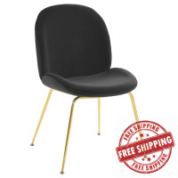 Modway EEI-3548-BLK Black Scoop Gold Stainless Steel Leg Performance Velvet Dining Chair