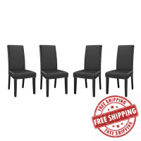 Modway EEI-3554-BLK Parcel Dining Side Chair Vinyl Set of 4