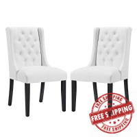 Modway EEI-3555-WHI Baronet Dining Chair Vinyl Set of 2