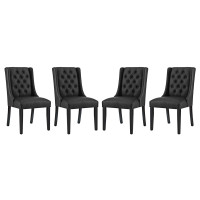 Modway EEI-3556-BLK Baronet Dining Chair Vinyl Set of 4