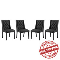 Modway EEI-3556-BLK Baronet Dining Chair Vinyl Set of 4