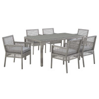 Modway EEI-3560-GRY-GRY-SET Aura 7 Piece Outdoor Patio Wicker Rattan Set