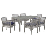 Modway EEI-3560-GRY-NAV-SET Aura 7 Piece Outdoor Patio Wicker Rattan Set