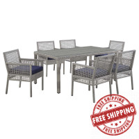 Modway EEI-3560-GRY-NAV-SET Aura 7 Piece Outdoor Patio Wicker Rattan Set