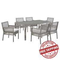 Modway EEI-3560-GRY-WHI-SET Aura 7 Piece Outdoor Patio Wicker Rattan Set