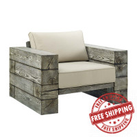 Modway EEI-3564-LGR-BEI Manteo Rustic Coastal Outdoor Patio Lounge Armchair