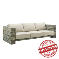 Modway EEI-3565-LGR-BEI Manteo Rustic Coastal Outdoor Patio Sofa