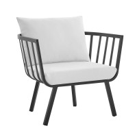 Modway EEI-3566-SLA-WHI Riverside Outdoor Patio Aluminum Armchair