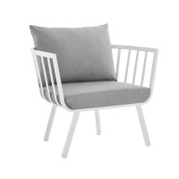 Modway EEI-3566-WHI-GRY Riverside Outdoor Patio Aluminum Armchair