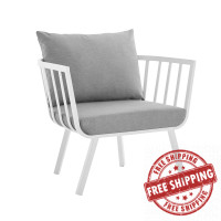 Modway EEI-3566-WHI-GRY Riverside Outdoor Patio Aluminum Armchair