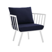 Modway EEI-3566-WHI-NAV Riverside Outdoor Patio Aluminum Armchair
