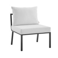 Modway EEI-3567-SLA-WHI Gray White Riverside Outdoor Patio Aluminum Armless Chair