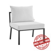 Modway EEI-3567-SLA-WHI Gray White Riverside Outdoor Patio Aluminum Armless Chair