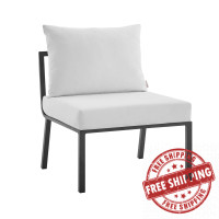 Modway EEI-3567-SLA-WHI Gray White Riverside Outdoor Patio Aluminum Armless Chair