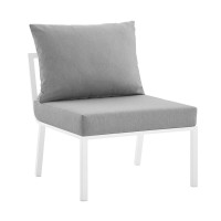 Modway EEI-3567-WHI-GRY White Gray Riverside Outdoor Patio Aluminum Armless Chair