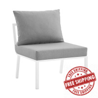 Modway EEI-3567-WHI-GRY White Gray Riverside Outdoor Patio Aluminum Armless Chair