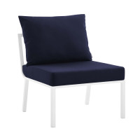 Modway EEI-3567-WHI-NAV White Navy Riverside Outdoor Patio Aluminum Armless Chair
