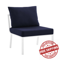 Modway EEI-3567-WHI-NAV White Navy Riverside Outdoor Patio Aluminum Armless Chair