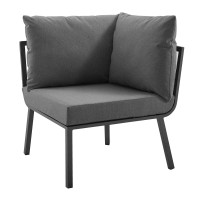 Modway EEI-3569-SLA-CHA Gray Charcoal Riverside Outdoor Patio Aluminum Corner Chair