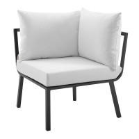Modway EEI-3569-SLA-WHI Gray White Riverside Outdoor Patio Aluminum Corner Chair