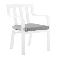 Modway EEI-3571-WHI-GRY Baxley Stackable Outdoor Patio Aluminum Dining Armchair