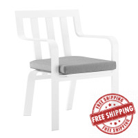 Modway EEI-3571-WHI-GRY Baxley Stackable Outdoor Patio Aluminum Dining Armchair
