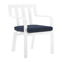 Modway EEI-3571-WHI-NAV Baxley Stackable Outdoor Patio Aluminum Dining Armchair