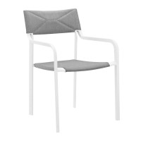 Modway EEI-3573-WHI-GRY White Gray Raleigh Stackable Outdoor Patio Aluminum Dining Armchair