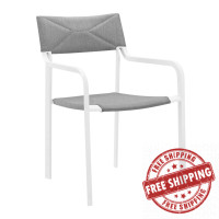 Modway EEI-3573-WHI-GRY White Gray Raleigh Stackable Outdoor Patio Aluminum Dining Armchair