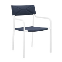 Modway EEI-3573-WHI-NAV White Navy Raleigh Stackable Outdoor Patio Aluminum Dining Armchair
