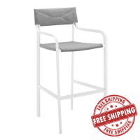 Modway EEI-3574-WHI-GRY Raleigh Stackable Outdoor Patio Aluminum Bar Stool