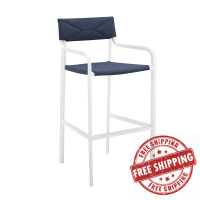 Modway EEI-3574-WHI-NAV Raleigh Stackable Outdoor Patio Aluminum Bar Stool