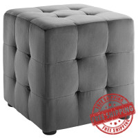 Modway EEI-3577-GRY Contour Tufted Cube Performance Velvet Ottoman