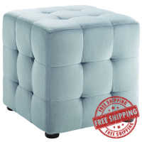 Modway EEI-3577-LBU Contour Tufted Cube Performance Velvet Ottoman
