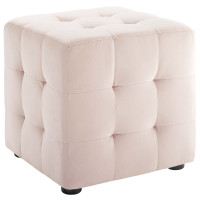 Modway EEI-3577-PNK Contour Tufted Cube Performance Velvet Ottoman