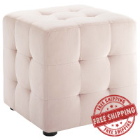 Modway EEI-3577-PNK Contour Tufted Cube Performance Velvet Ottoman