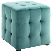 Modway EEI-3577-TEA Contour Tufted Cube Performance Velvet Ottoman