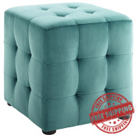 Modway EEI-3577-TEA Contour Tufted Cube Performance Velvet Ottoman