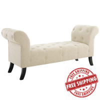 Modway EEI-3578-BEI Evince Button Tufted Accent Upholstered Fabric Bench