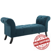 Modway EEI-3578-BLU Evince Button Tufted Accent Upholstered Fabric Bench