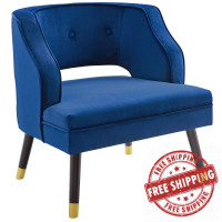 Modway EEI-3579-NAV Traipse Button Tufted Open Back Performance Velvet Armchair