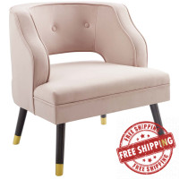 Modway EEI-3579-PNK Traipse Button Tufted Open Back Performance Velvet Armchair