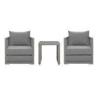 Modway EEI-3595-GRY-GRY-SET Aura 3 Piece Outdoor Patio Wicker Rattan Set