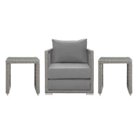 Modway EEI-3597-GRY-GRY-SET Aura 3 Piece Outdoor Patio Wicker Rattan Set