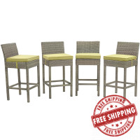 Modway EEI-3602-LGR-PER Conduit Bar Stool Outdoor Patio Wicker Rattan Set of 4