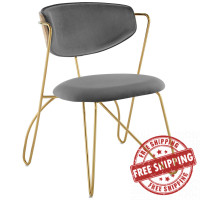 Modway EEI-3606-GLD-GRY Prevail Gold Stainless Steel Dining and Accent Performance Velvet Chair