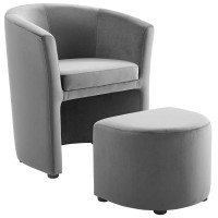 Modway EEI-3607-GRY Divulge Performance Velvet Arm Chair and Ottoman Set