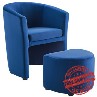 Modway EEI-3607-NAV Divulge Performance Velvet Arm Chair and Ottoman Set